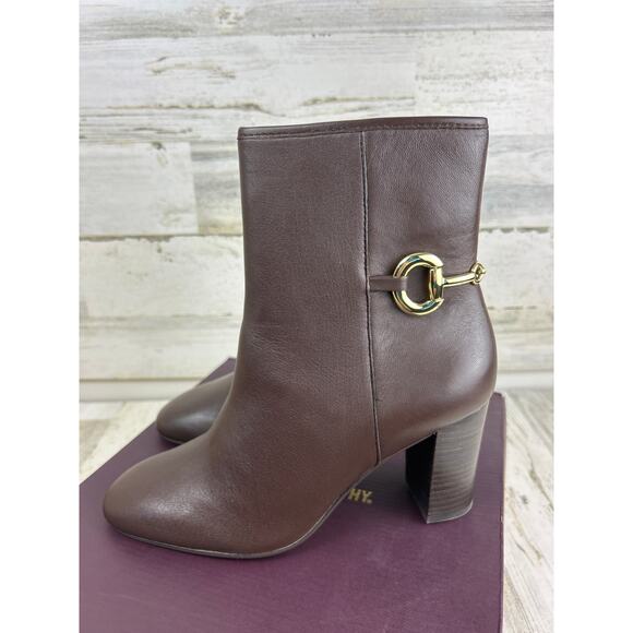Johnston & Murphy Charlotte womens 8 1/2 brown leather bit ankle bootie new - Picture 5 of 10